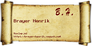 Brayer Henrik névjegykártya